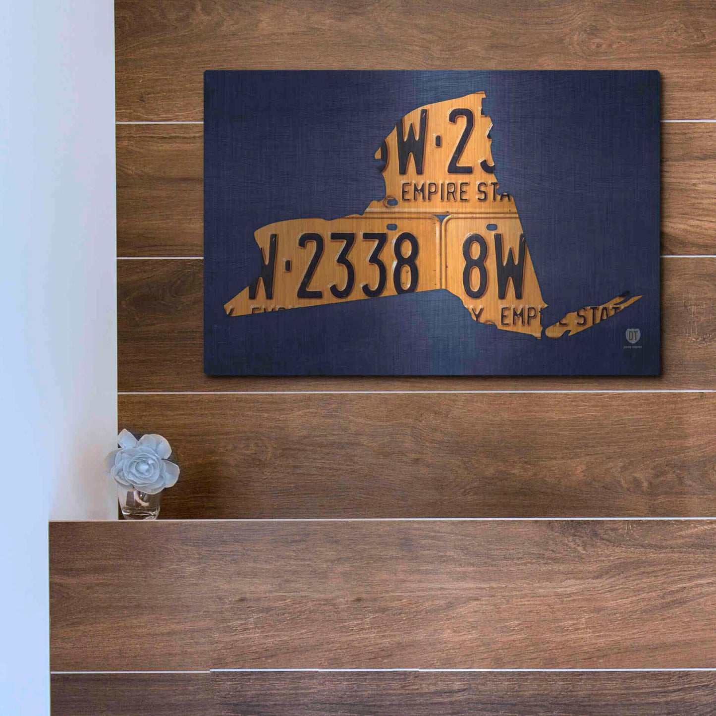 Luxe Metal Art 'New York License Plate Map' by Design Turnpike, Metal Wall Art,16x12