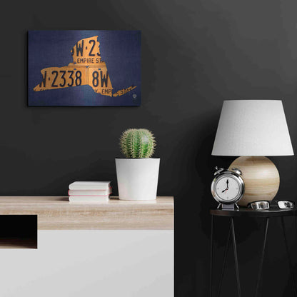 Luxe Metal Art 'New York License Plate Map' by Design Turnpike, Metal Wall Art,24x16