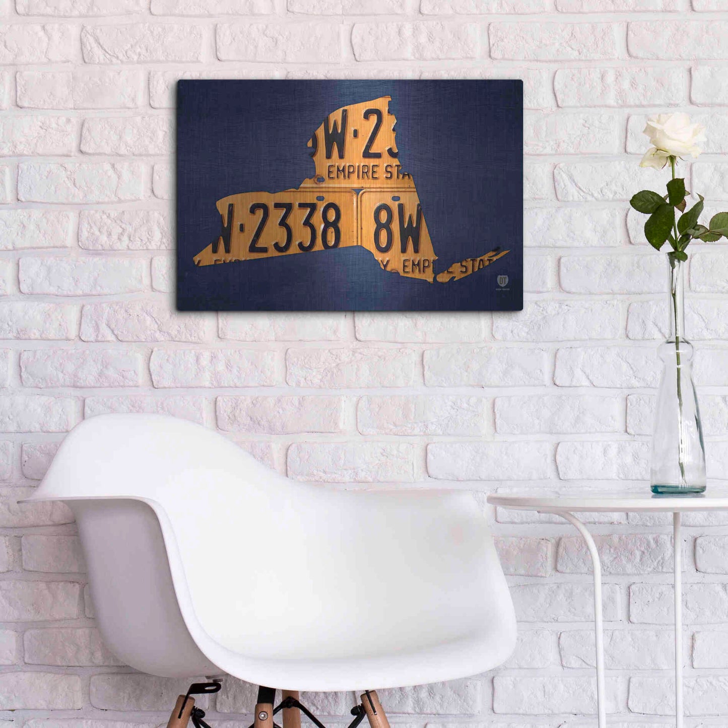 Luxe Metal Art 'New York License Plate Map' by Design Turnpike, Metal Wall Art,24x16