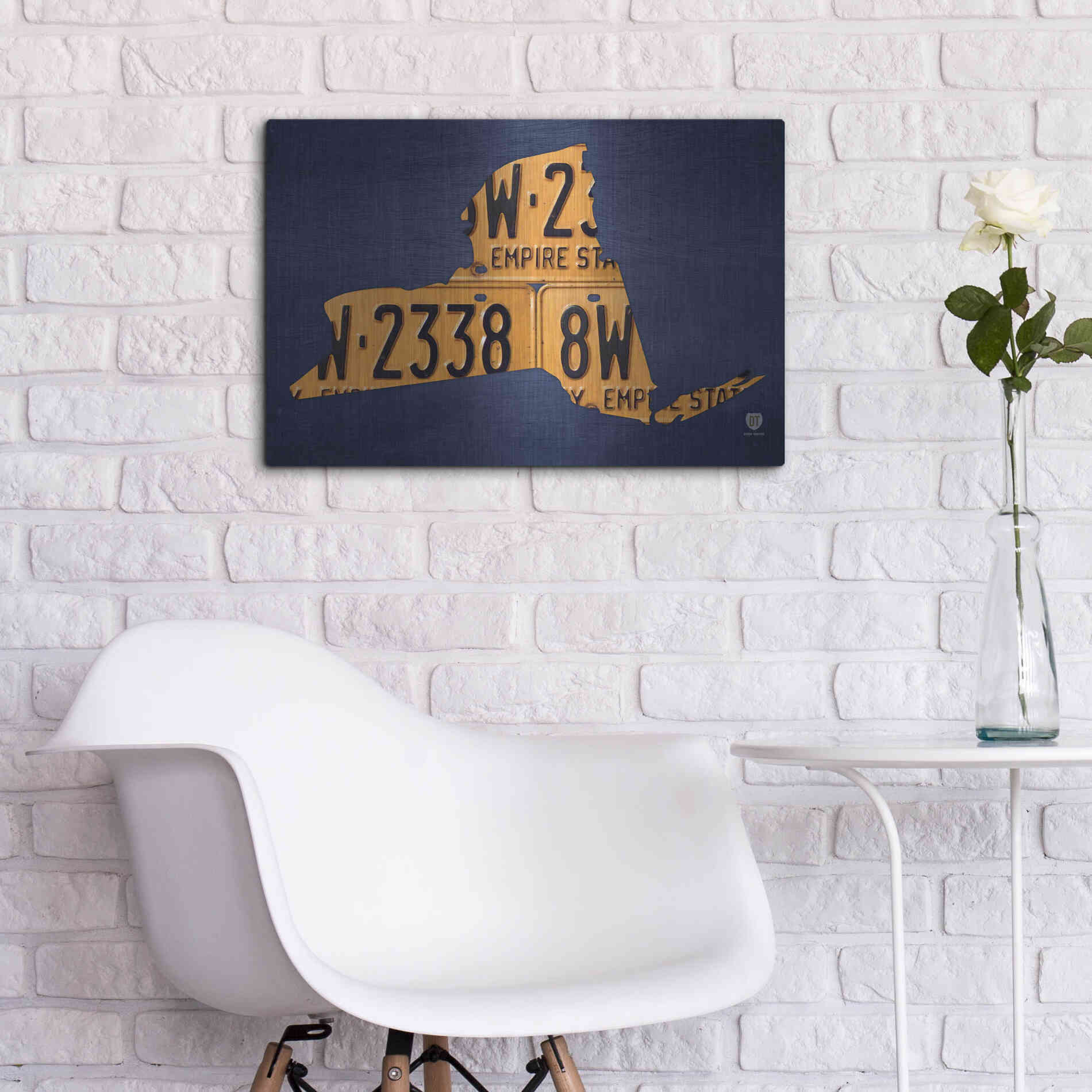 Luxe Metal Art 'New York License Plate Map' by Design Turnpike, Metal Wall Art,24x16