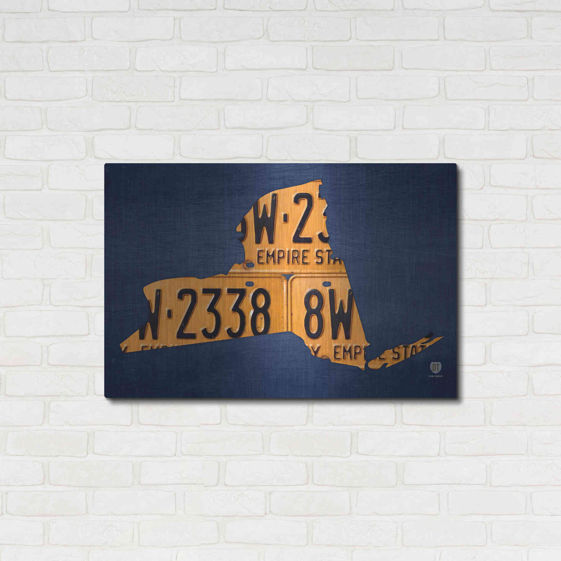 Luxe Metal Art 'New York License Plate Map' by Design Turnpike, Metal Wall Art,36x24