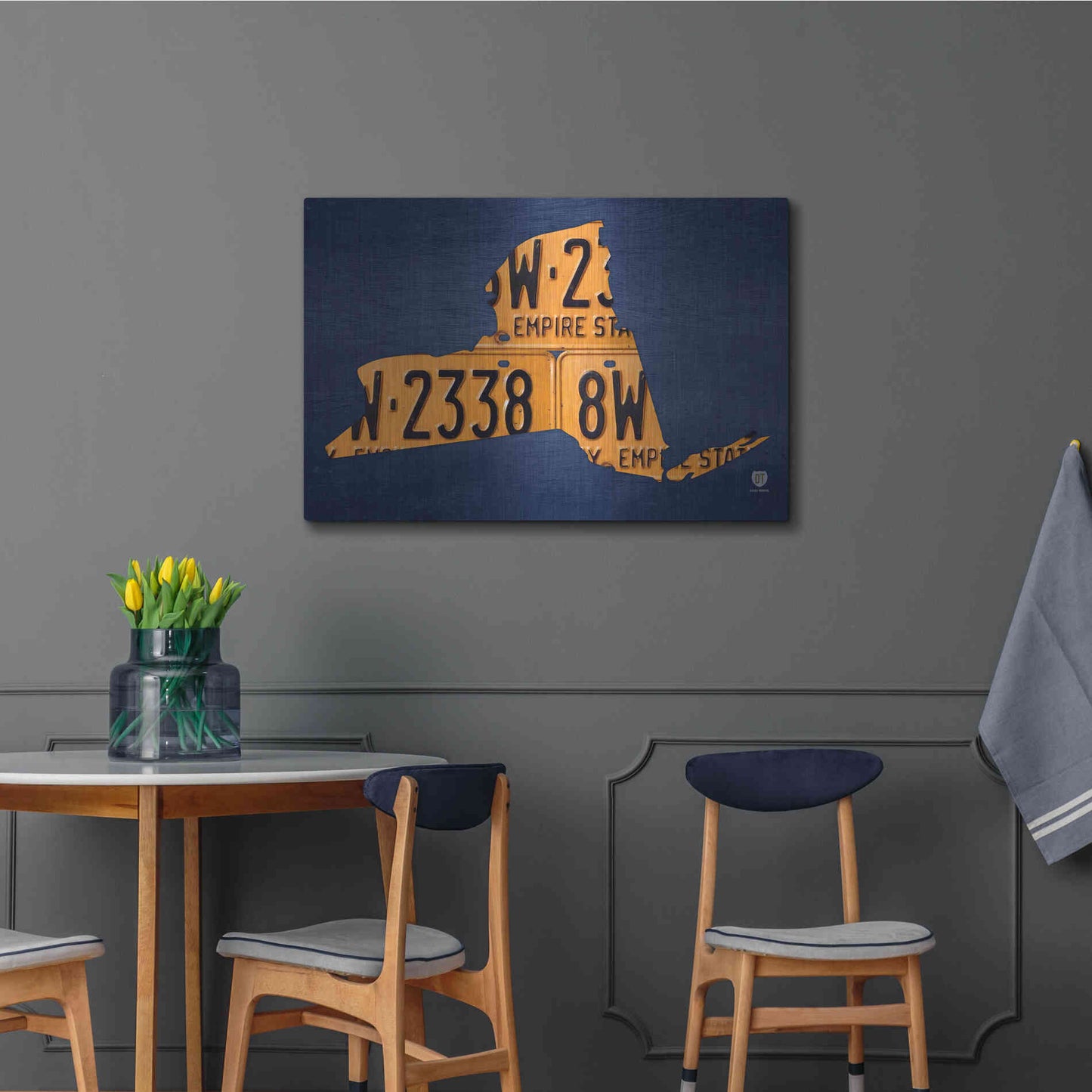 Luxe Metal Art 'New York License Plate Map' by Design Turnpike, Metal Wall Art,36x24