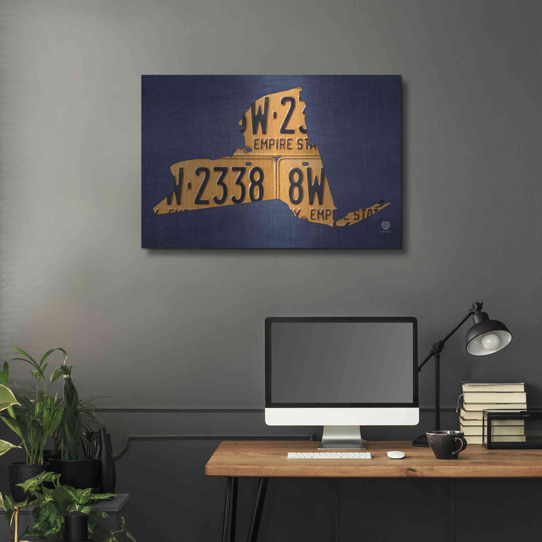 Luxe Metal Art 'New York License Plate Map' by Design Turnpike, Metal Wall Art,36x24