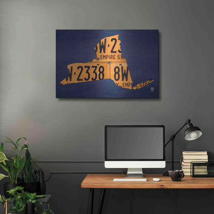 Luxe Metal Art 'New York License Plate Map' by Design Turnpike, Metal Wall Art,36x24