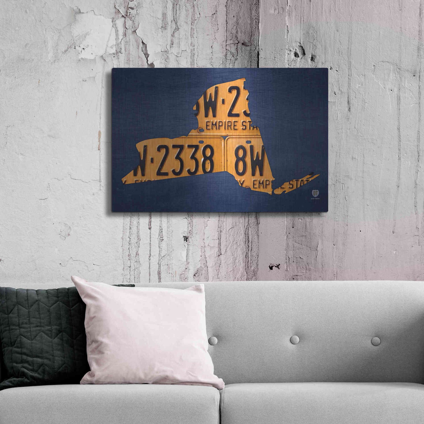 Luxe Metal Art 'New York License Plate Map' by Design Turnpike, Metal Wall Art,36x24