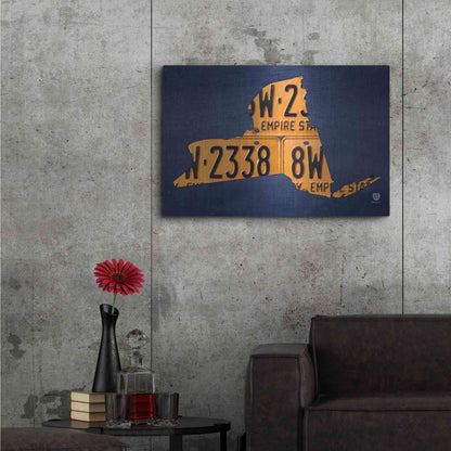 Luxe Metal Art 'New York License Plate Map' by Design Turnpike, Metal Wall Art,36x24