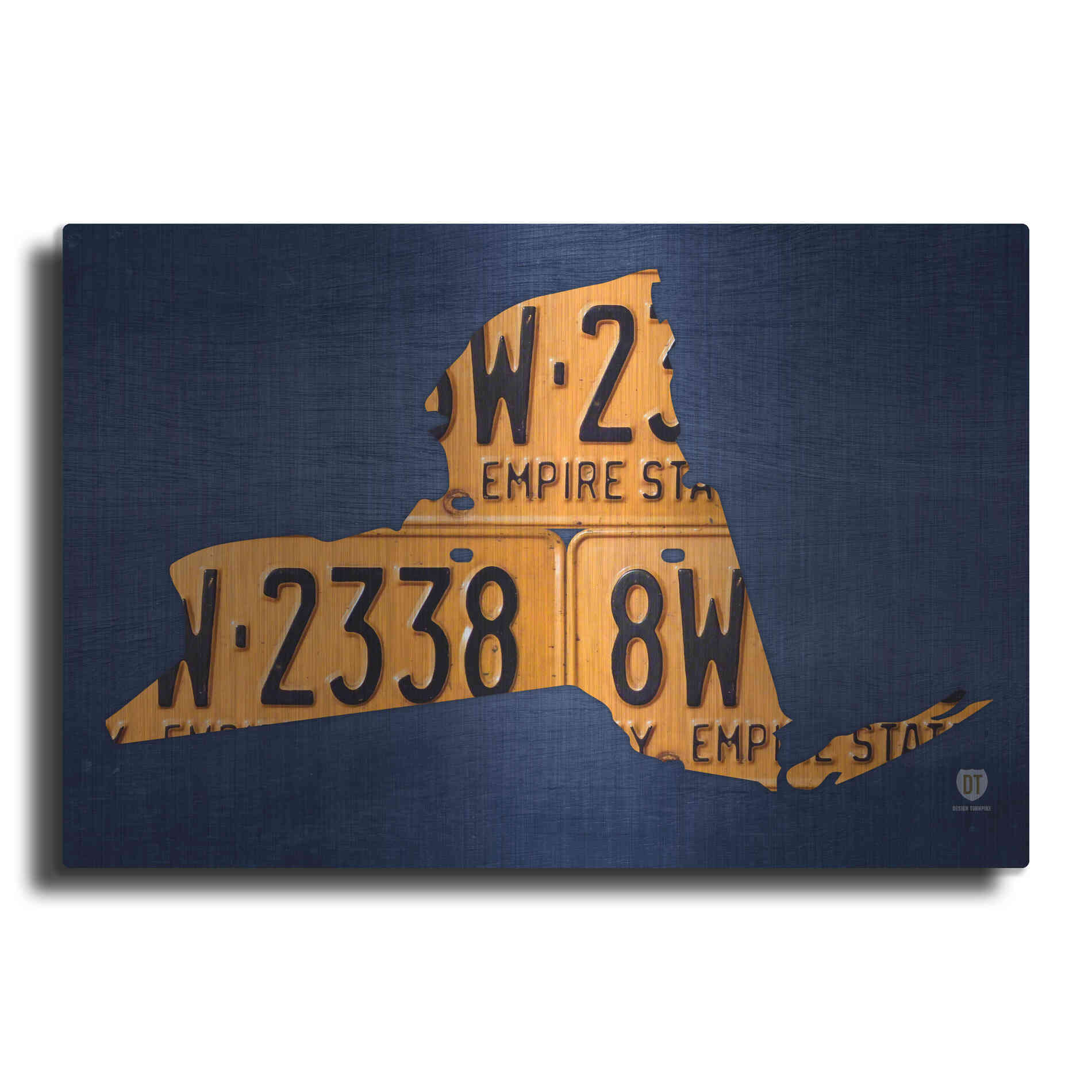 Luxe Metal Art 'New York License Plate Map' by Design Turnpike, Metal Wall Art