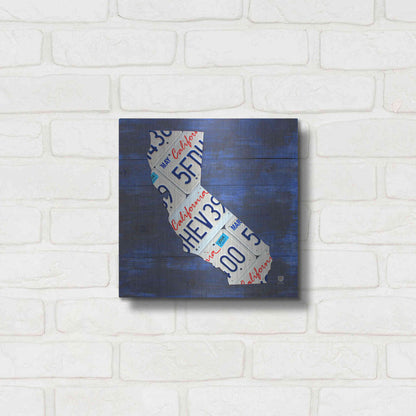 Luxe Metal Art 'California License Plate Map Blue' by Design Turnpike, Metal Wall Art,12x12