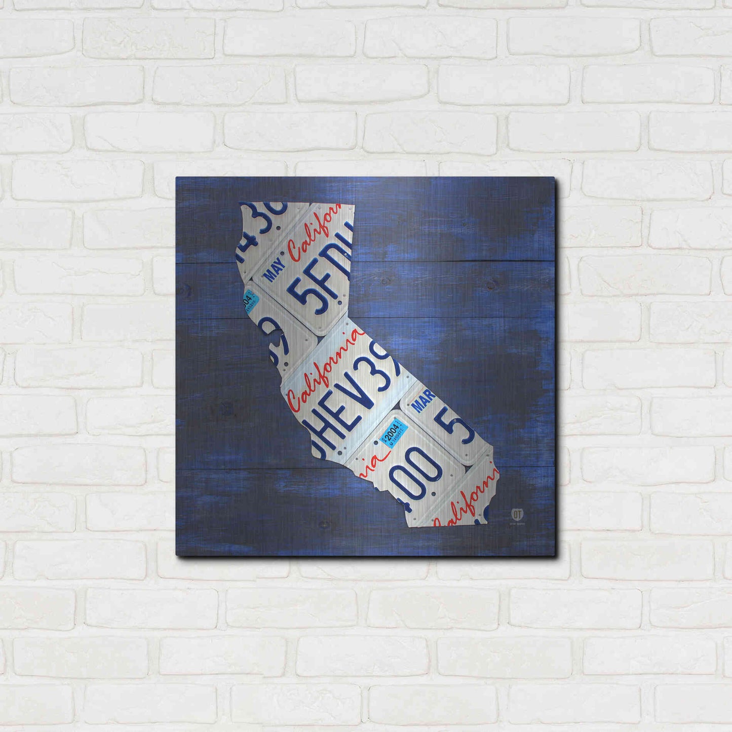 Luxe Metal Art 'California License Plate Map Blue' by Design Turnpike, Metal Wall Art,24x24