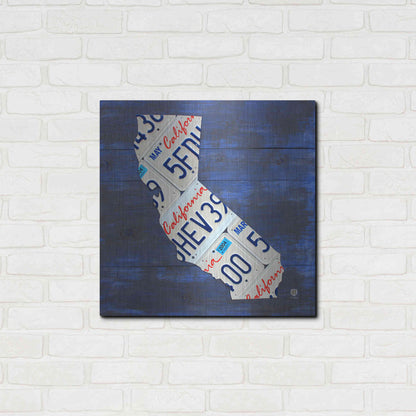 Luxe Metal Art 'California License Plate Map Blue' by Design Turnpike, Metal Wall Art,24x24