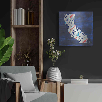 Luxe Metal Art 'California License Plate Map Blue' by Design Turnpike, Metal Wall Art,24x24