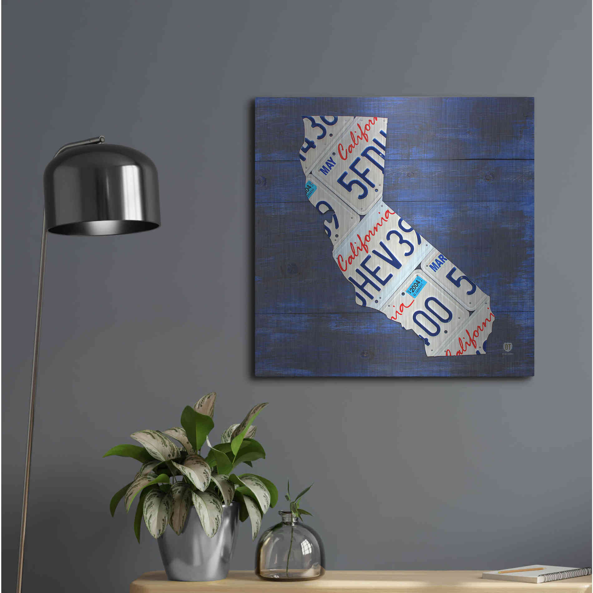 Luxe Metal Art 'California License Plate Map Blue' by Design Turnpike, Metal Wall Art,24x24