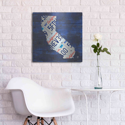 Luxe Metal Art 'California License Plate Map Blue' by Design Turnpike, Metal Wall Art,24x24