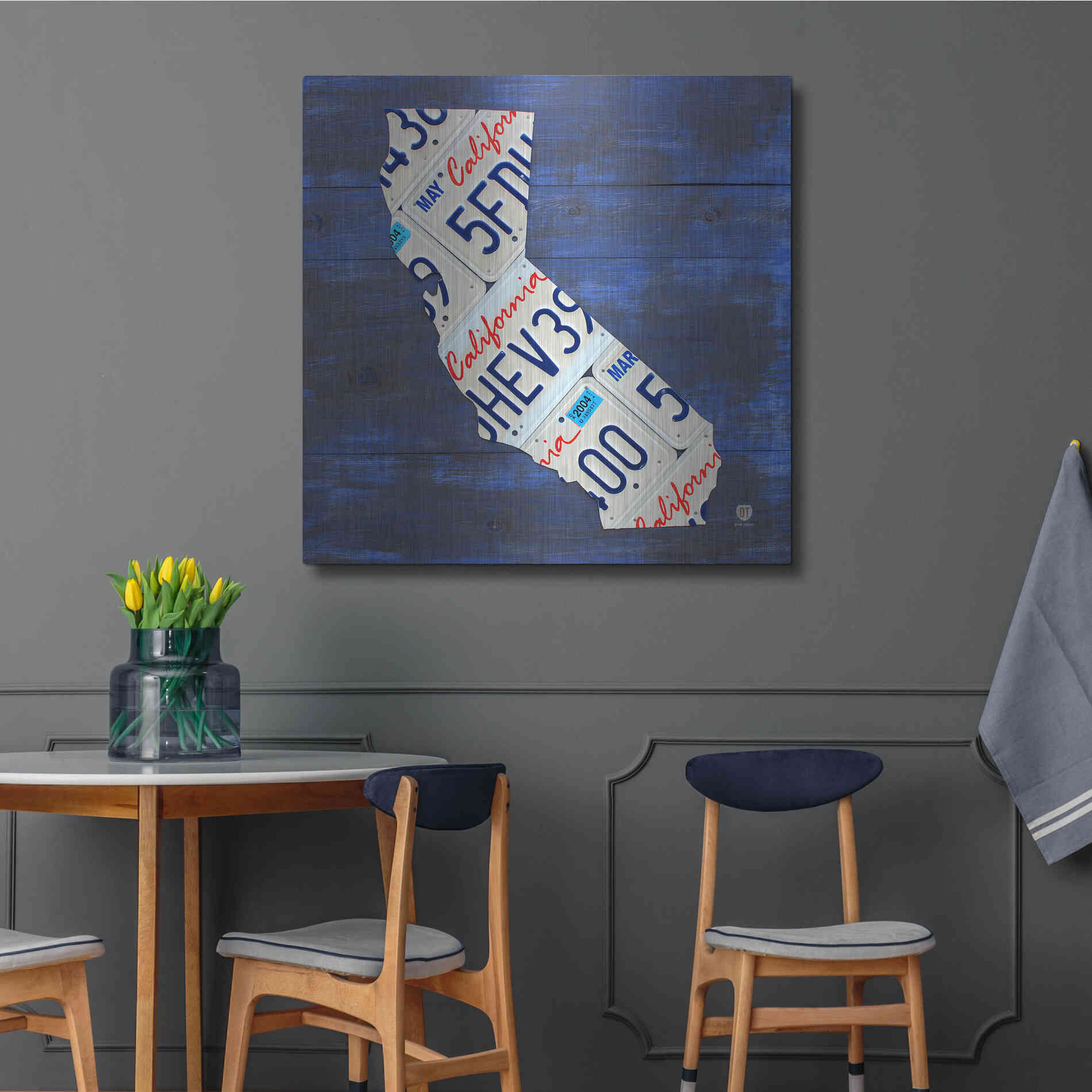 Luxe Metal Art 'California License Plate Map Blue' by Design Turnpike, Metal Wall Art,36x36
