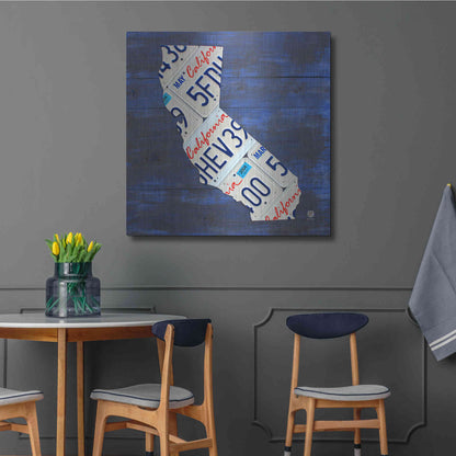 Luxe Metal Art 'California License Plate Map Blue' by Design Turnpike, Metal Wall Art,36x36