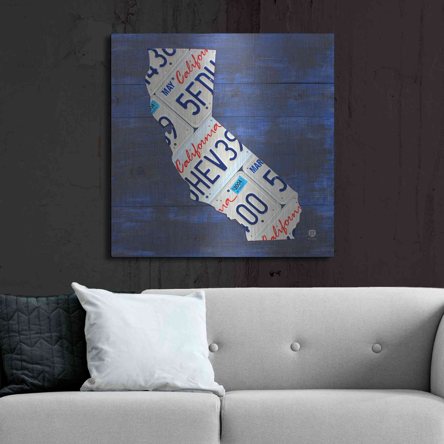 Luxe Metal Art 'California License Plate Map Blue' by Design Turnpike, Metal Wall Art,36x36