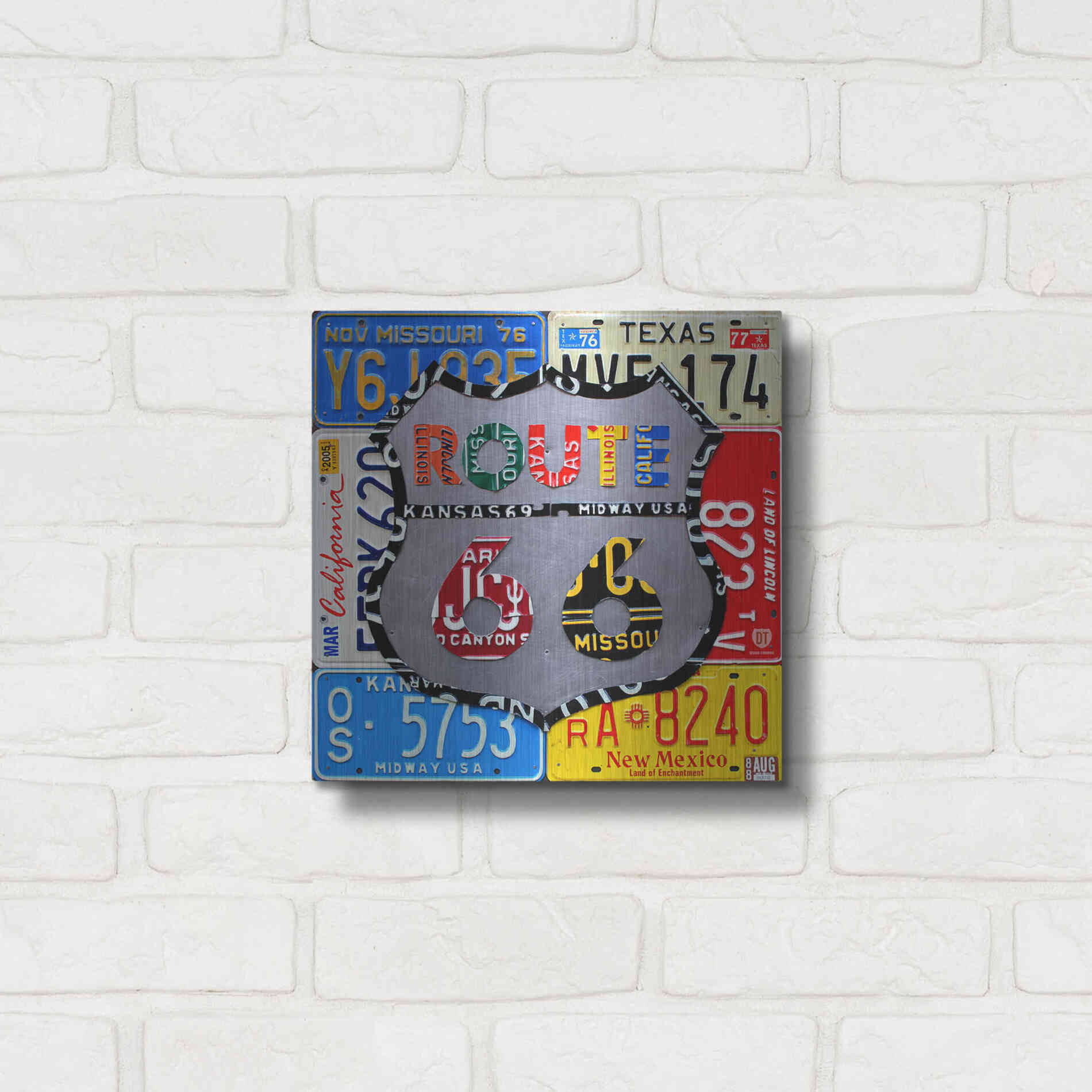Luxe Metal Art 'Route 66 Road Sign' by Design Turnpike, Metal Wall Art,12x12