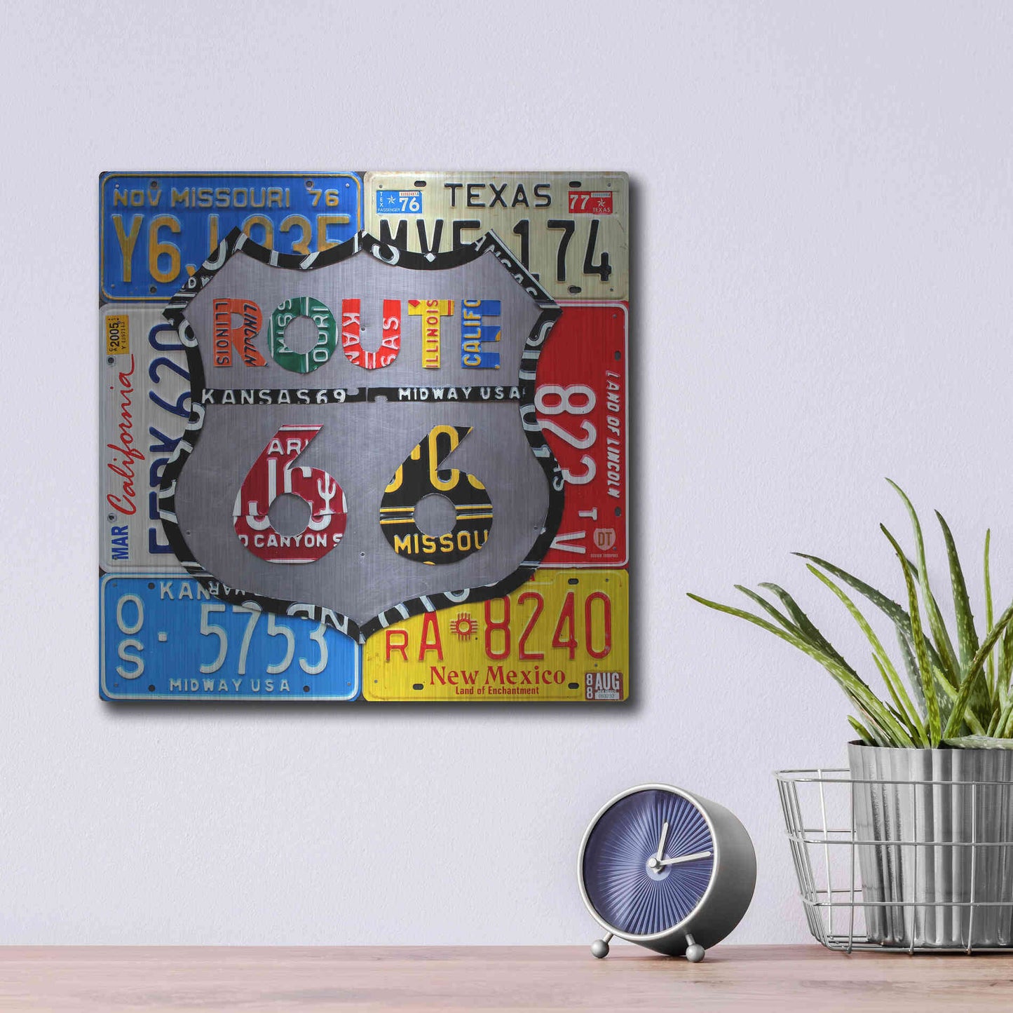 Luxe Metal Art 'Route 66 Road Sign' by Design Turnpike, Metal Wall Art,12x12