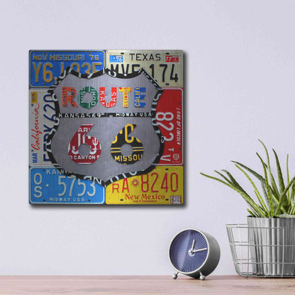 Luxe Metal Art 'Route 66 Road Sign' by Design Turnpike, Metal Wall Art,12x12