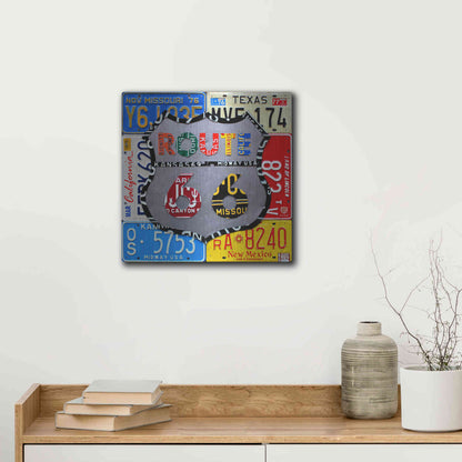 Luxe Metal Art 'Route 66 Road Sign' by Design Turnpike, Metal Wall Art,12x12