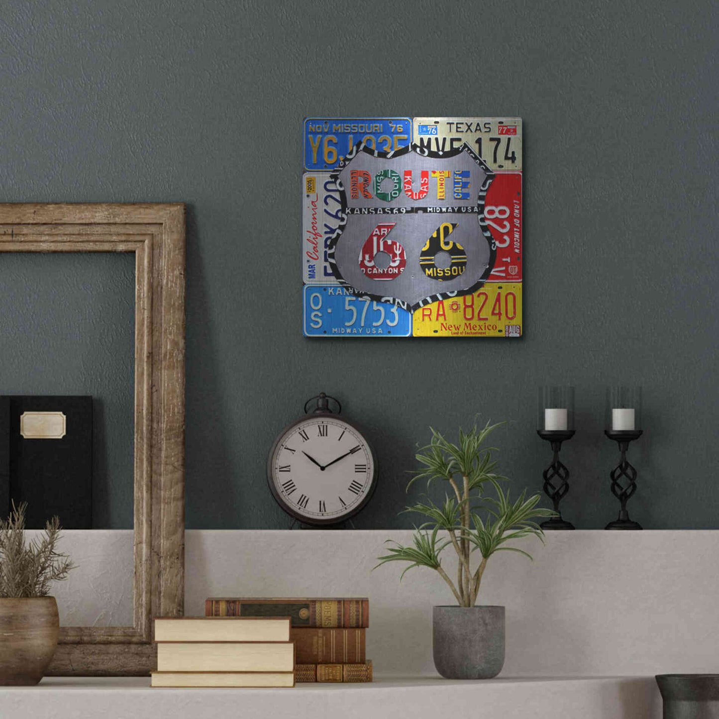 Luxe Metal Art 'Route 66 Road Sign' by Design Turnpike, Metal Wall Art,12x12