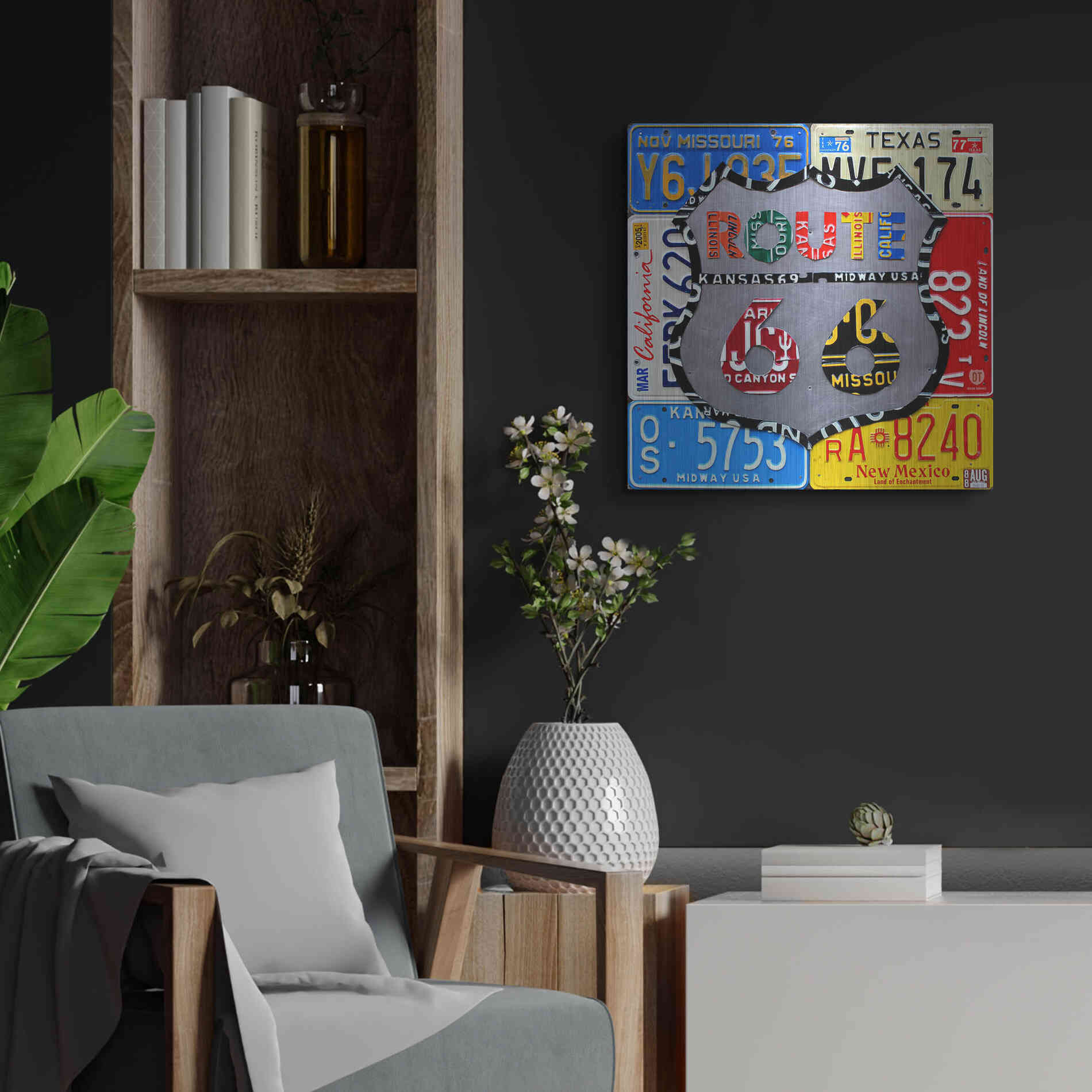 Luxe Metal Art 'Route 66 Road Sign' by Design Turnpike, Metal Wall Art,24x24