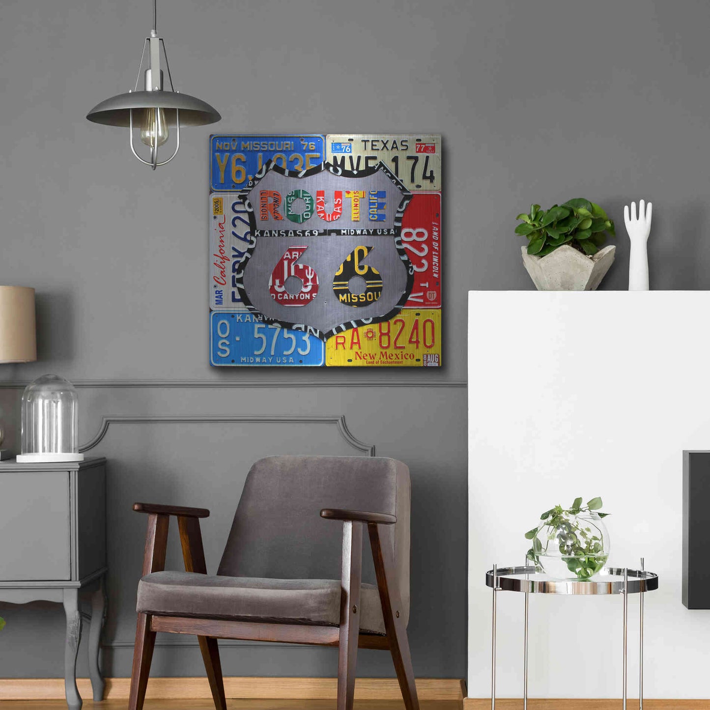 Luxe Metal Art 'Route 66 Road Sign' by Design Turnpike, Metal Wall Art,24x24