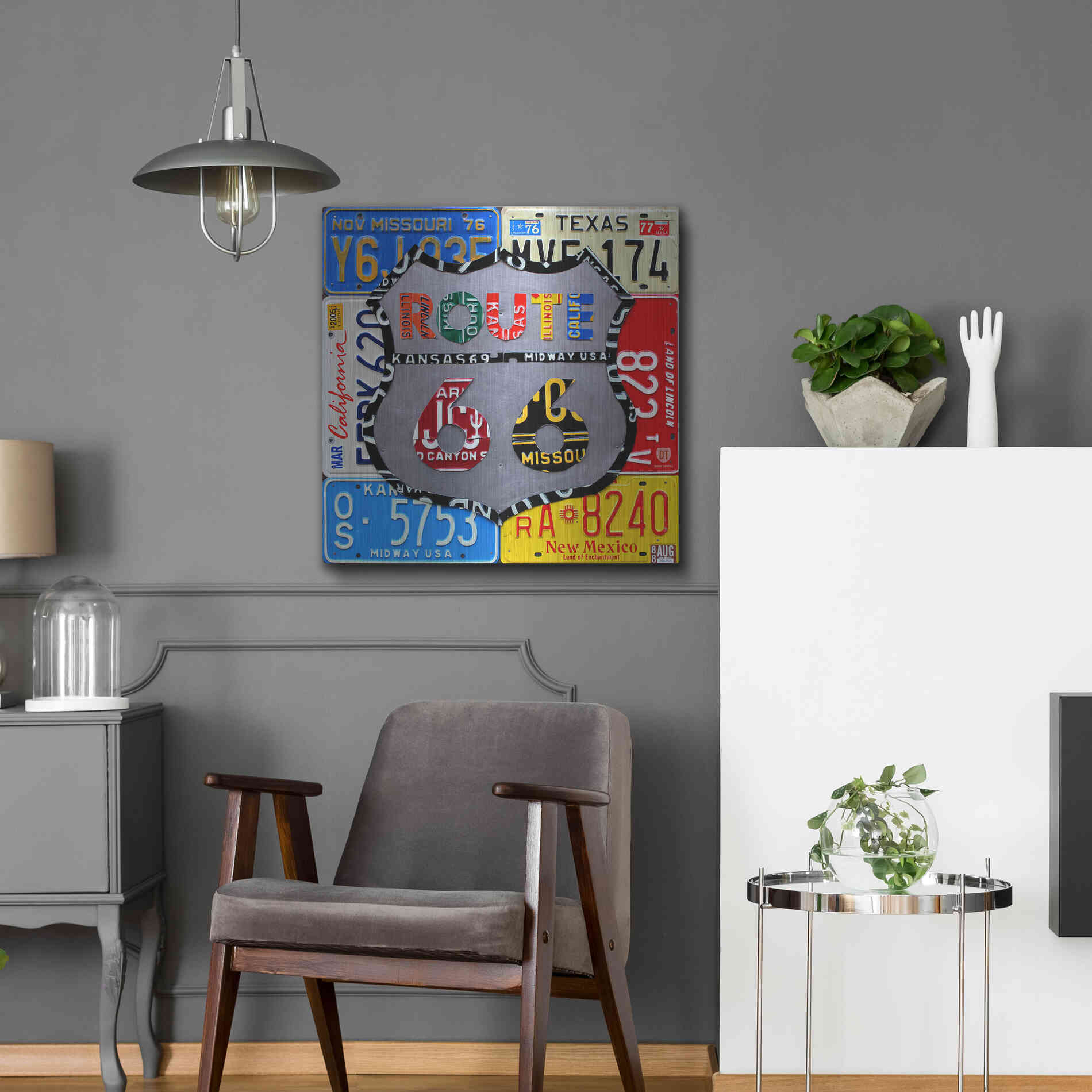 Luxe Metal Art 'Route 66 Road Sign' by Design Turnpike, Metal Wall Art,24x24