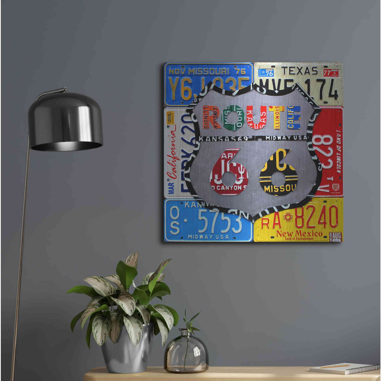 Luxe Metal Art 'Route 66 Road Sign' by Design Turnpike, Metal Wall Art,24x24