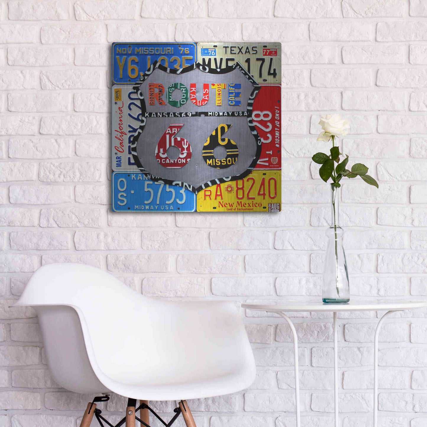 Luxe Metal Art 'Route 66 Road Sign' by Design Turnpike, Metal Wall Art,24x24