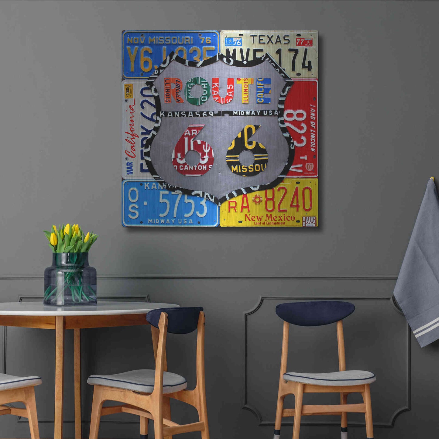 Luxe Metal Art 'Route 66 Road Sign' by Design Turnpike, Metal Wall Art,36x36