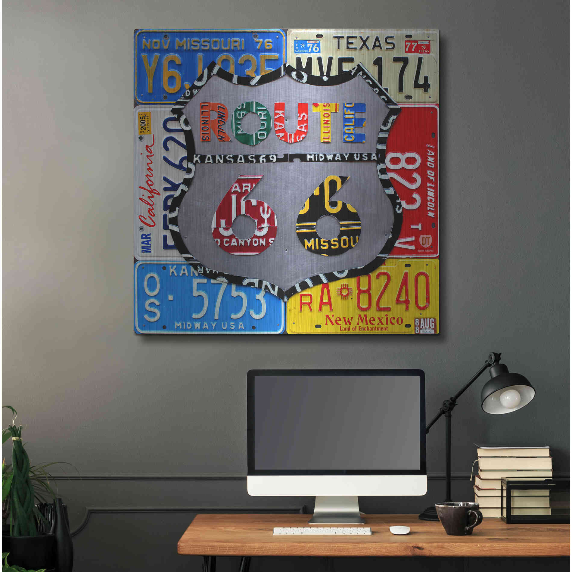 Luxe Metal Art 'Route 66 Road Sign' by Design Turnpike, Metal Wall Art,36x36