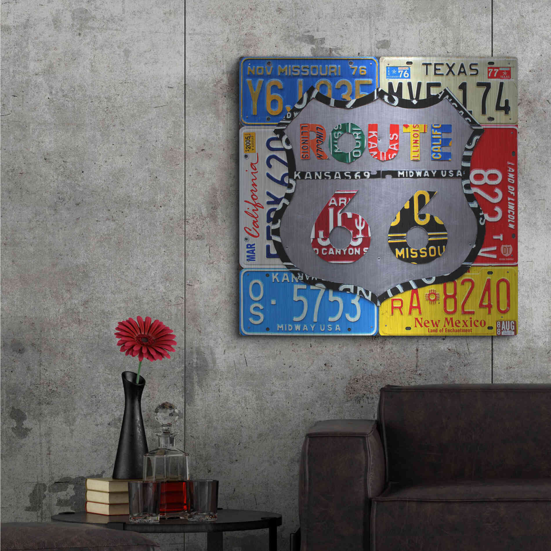 Luxe Metal Art 'Route 66 Road Sign' by Design Turnpike, Metal Wall Art,36x36