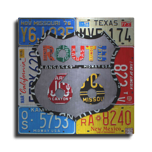 Luxe Metal Art 'Route 66 Road Sign' by Design Turnpike, Metal Wall Art