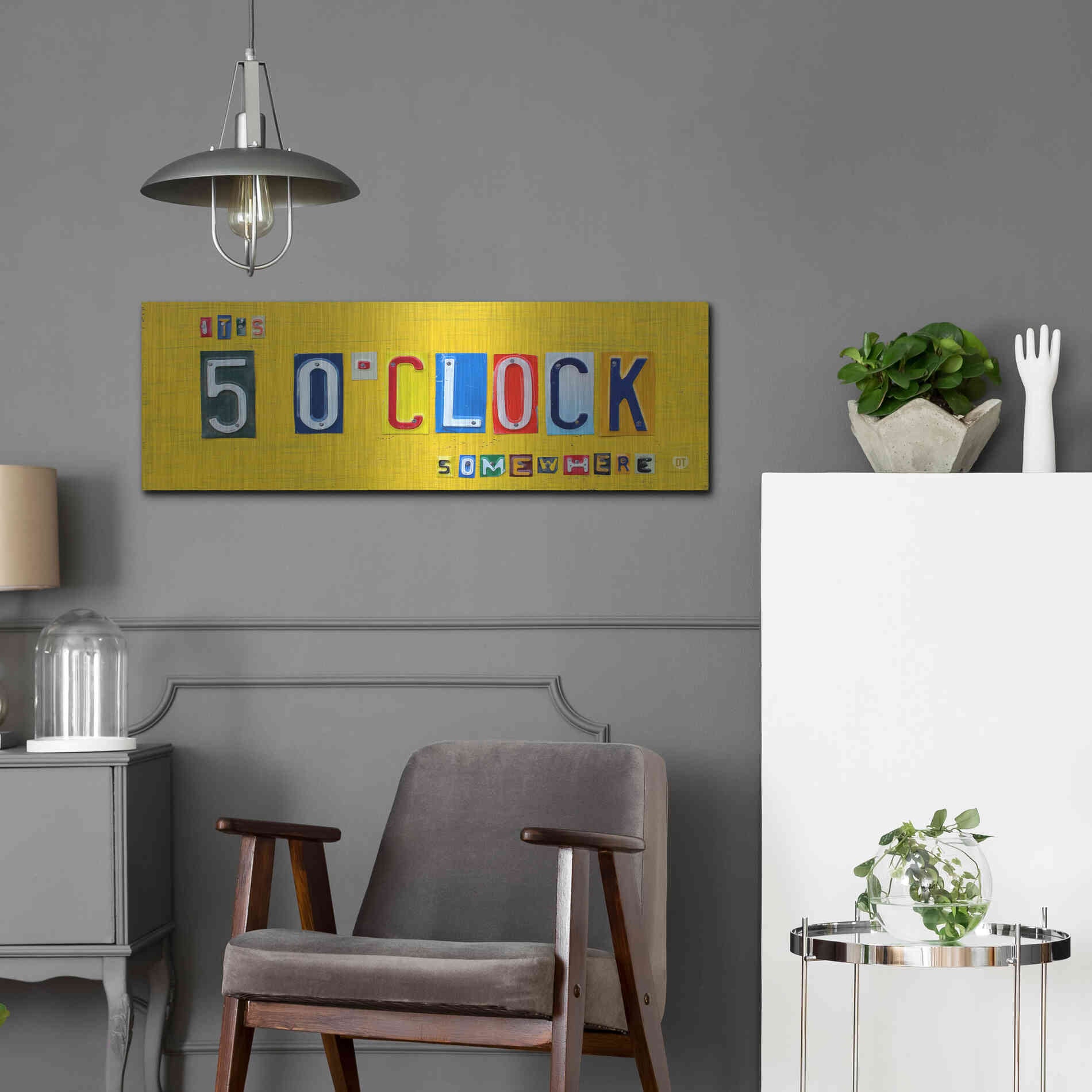 Luxe Metal Art 'It’S 5 O’Clock Somewhere' by Design Turnpike, Metal Wall Art,36x12