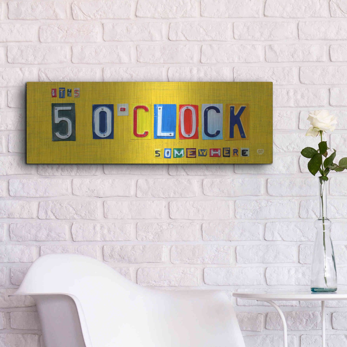 Luxe Metal Art 'It’S 5 O’Clock Somewhere' by Design Turnpike, Metal Wall Art,36x12