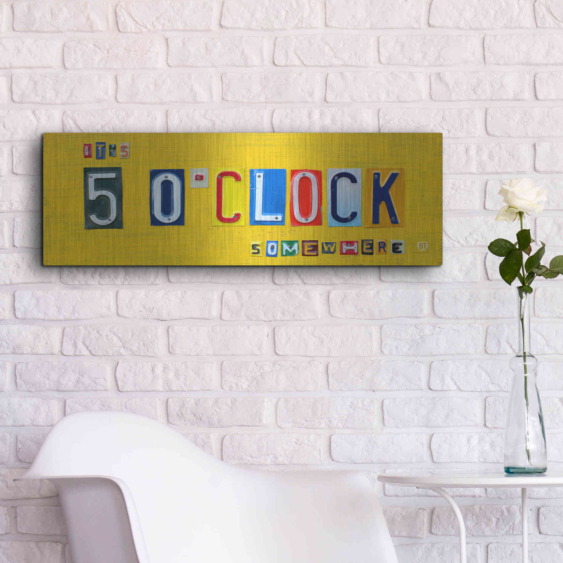 Luxe Metal Art 'It’S 5 O’Clock Somewhere' by Design Turnpike, Metal Wall Art,36x12