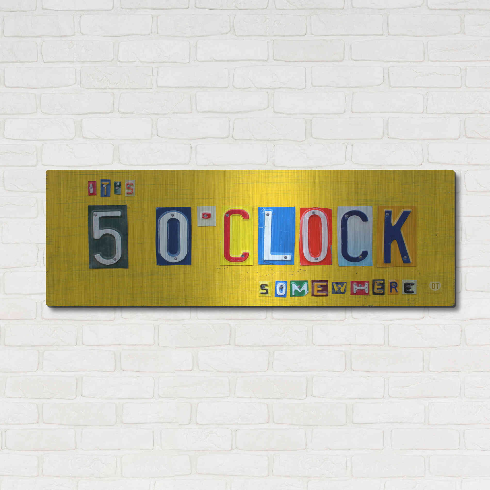 Luxe Metal Art 'It’S 5 O’Clock Somewhere' by Design Turnpike, Metal Wall Art,48x16