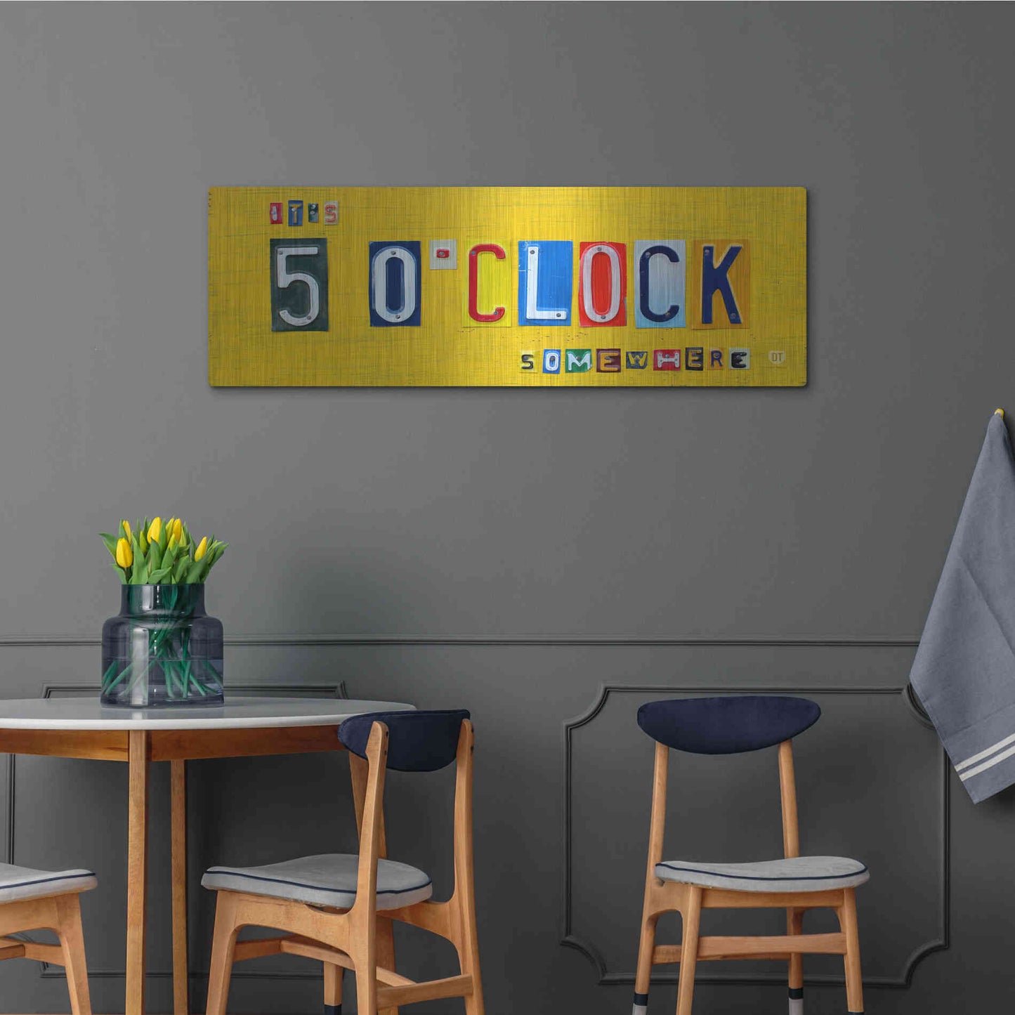 Luxe Metal Art 'It’S 5 O’Clock Somewhere' by Design Turnpike, Metal Wall Art,48x16