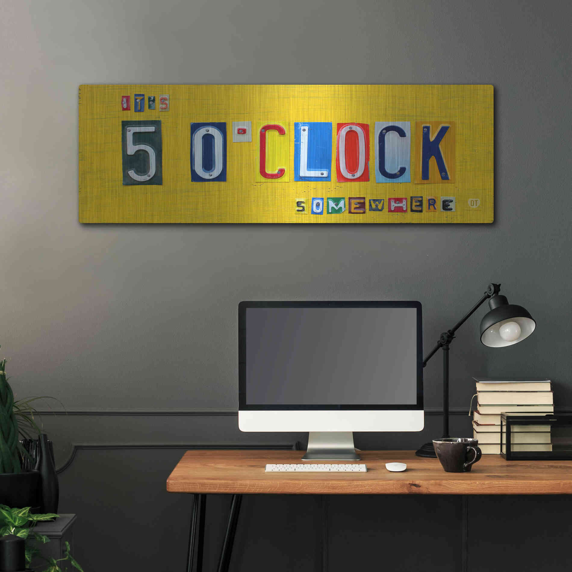 Luxe Metal Art 'It’S 5 O’Clock Somewhere' by Design Turnpike, Metal Wall Art,48x16