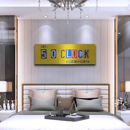 Luxe Metal Art 'It’S 5 O’Clock Somewhere' by Design Turnpike, Metal Wall Art,48x16
