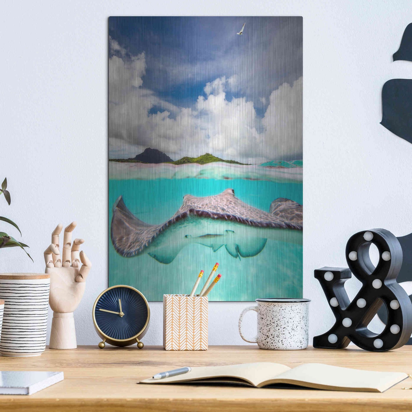 Luxe Metal Art 'Stingray' by Jesse Estes, Metal Wall Art,12x16