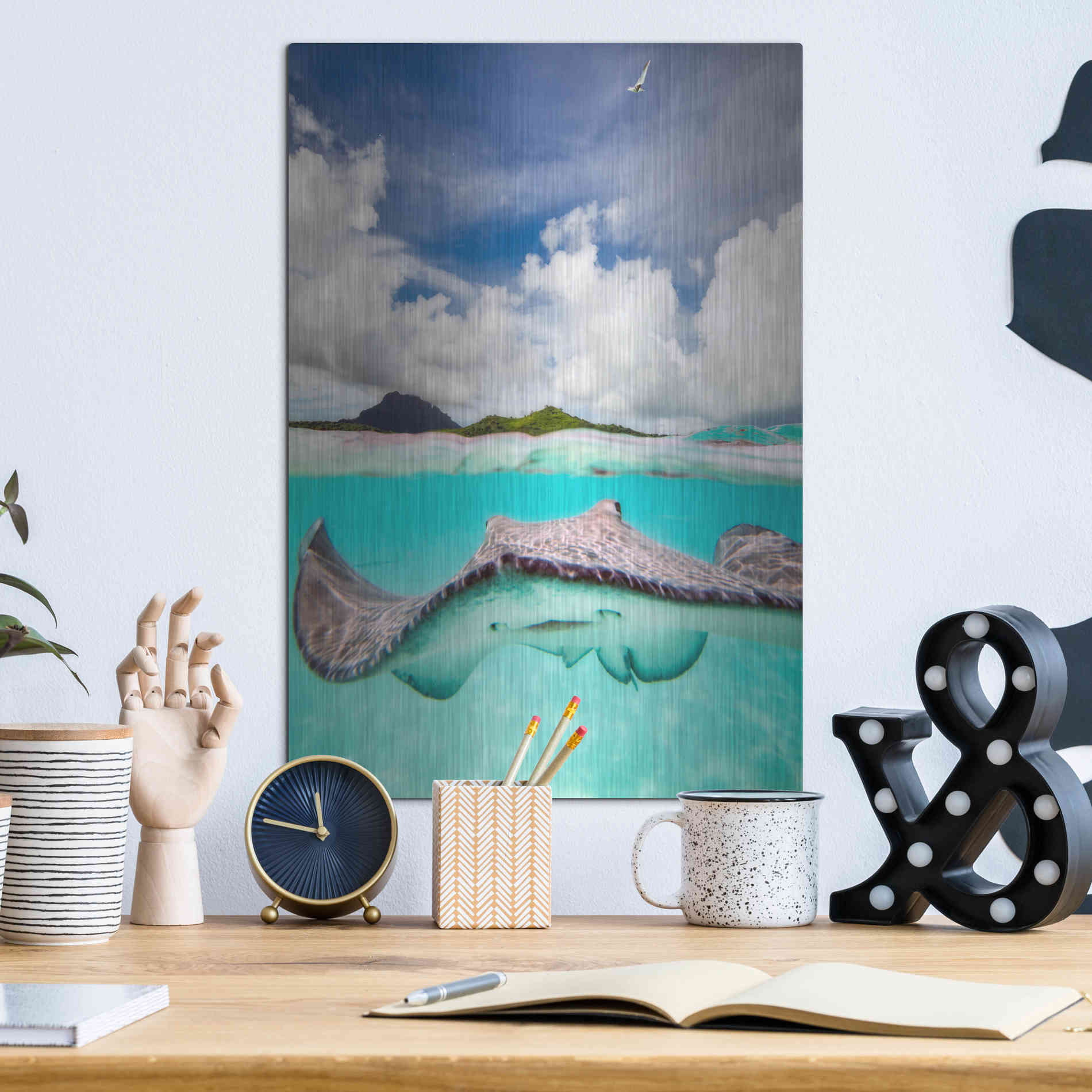 Luxe Metal Art 'Stingray' by Jesse Estes, Metal Wall Art,12x16