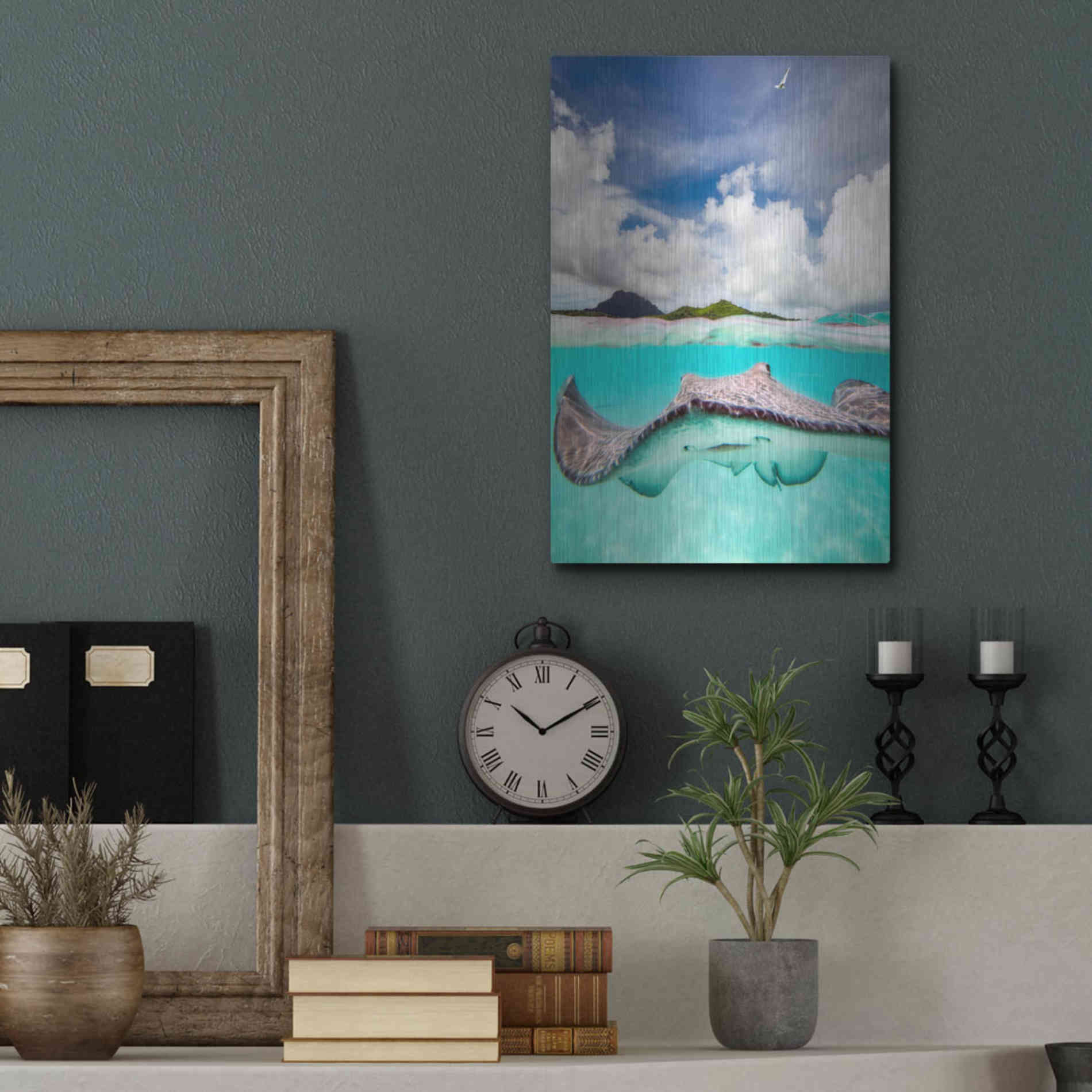 Luxe Metal Art 'Stingray' by Jesse Estes, Metal Wall Art,12x16