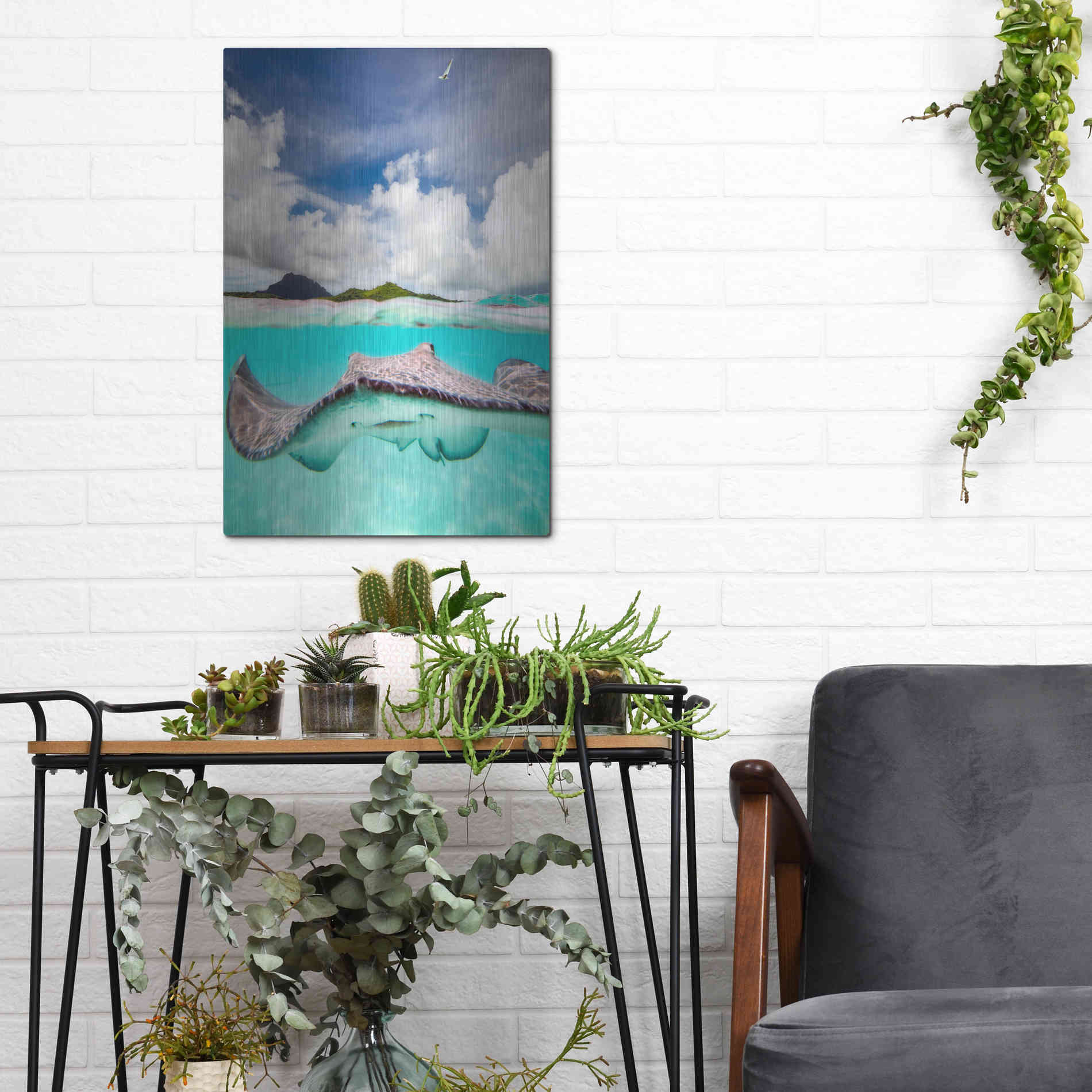 Luxe Metal Art 'Stingray' by Jesse Estes, Metal Wall Art,12x16