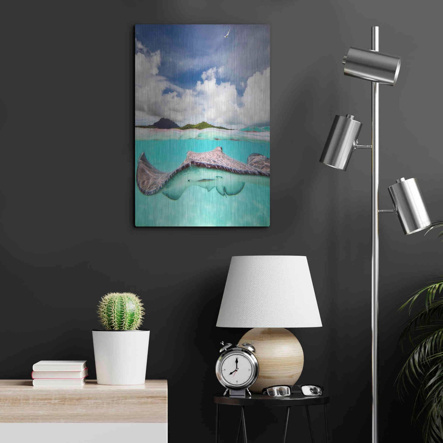 Luxe Metal Art 'Stingray' by Jesse Estes, Metal Wall Art,16x24