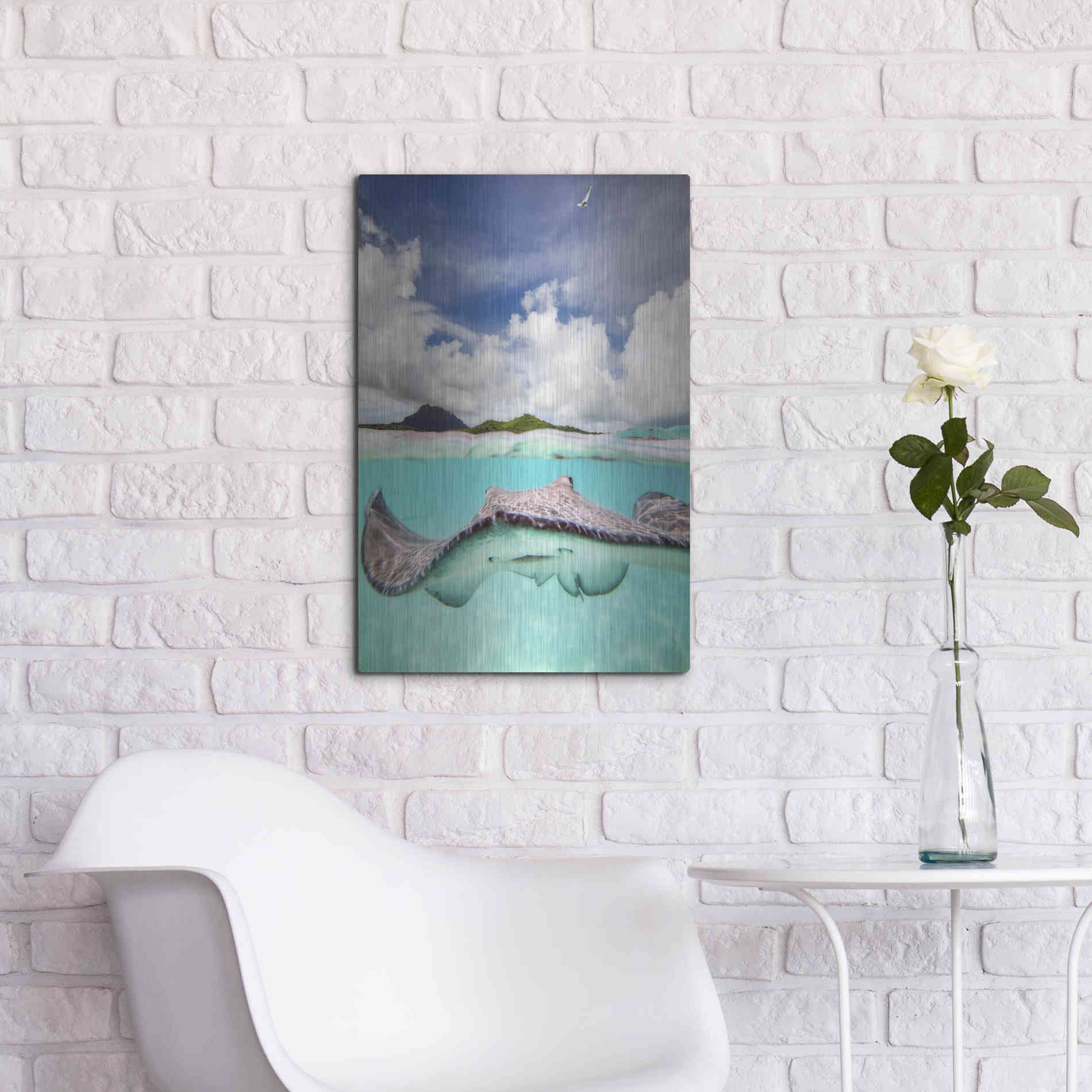 Luxe Metal Art 'Stingray' by Jesse Estes, Metal Wall Art,16x24