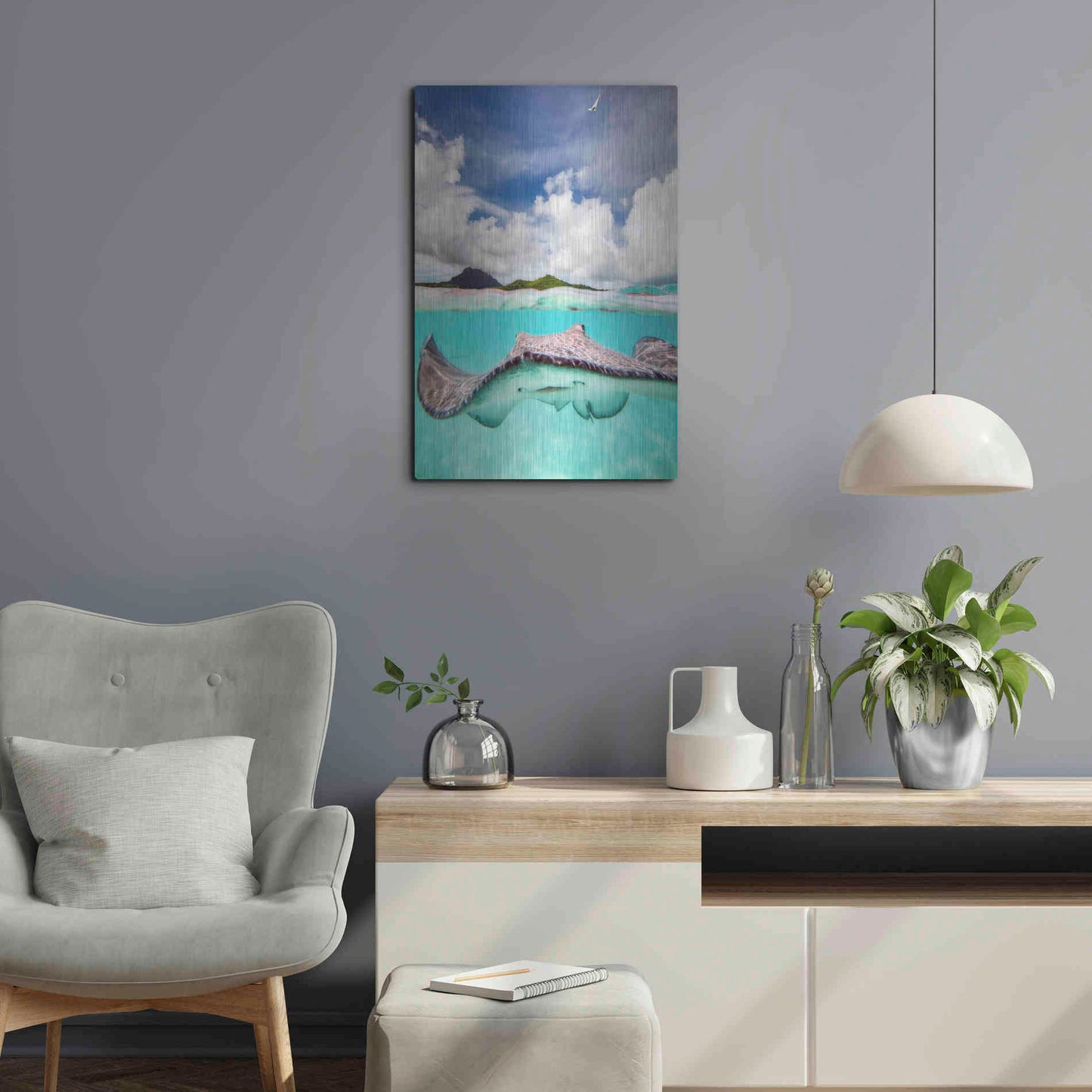 Luxe Metal Art 'Stingray' by Jesse Estes, Metal Wall Art,16x24