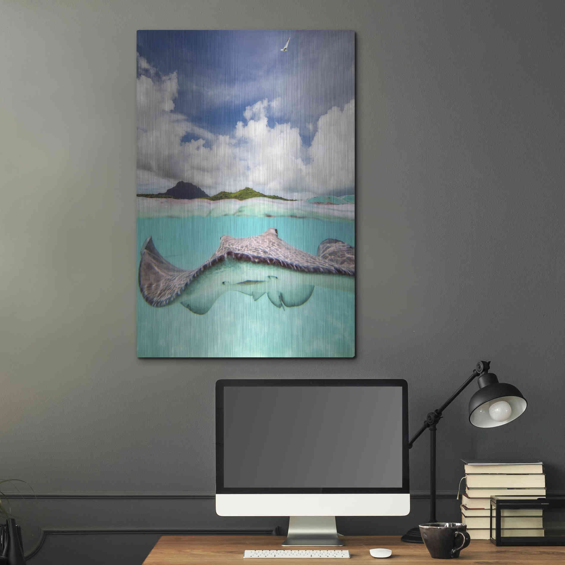 Luxe Metal Art 'Stingray' by Jesse Estes, Metal Wall Art,24x36