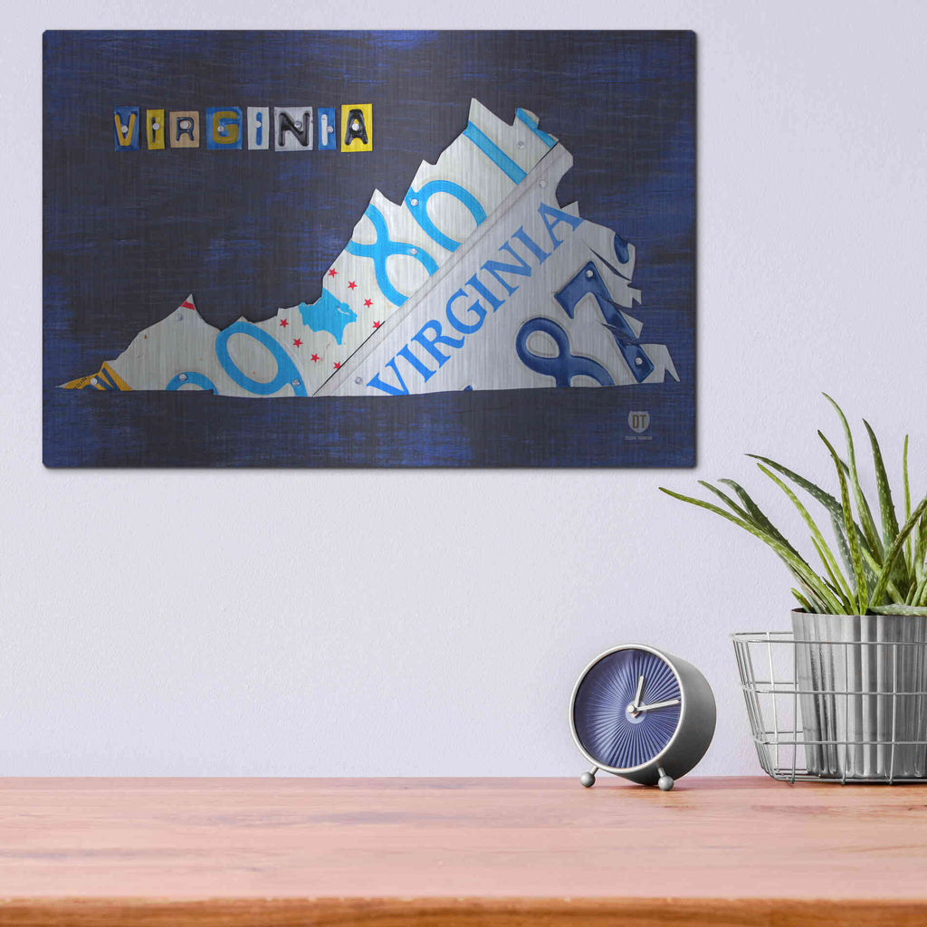 Luxe Metal Art 'Virginia License Plate Map' by Design Turnpike, Metal Wall Art,16x12